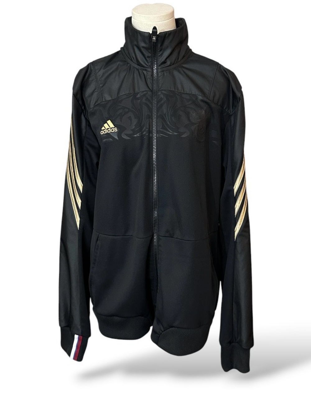 Adidas Russia Football Union Black Track Jacket with Gold Stripe size M (G73)
